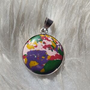 Amazing Balloon Jasper Abstract Silver Plated Stone Pendant Necklace